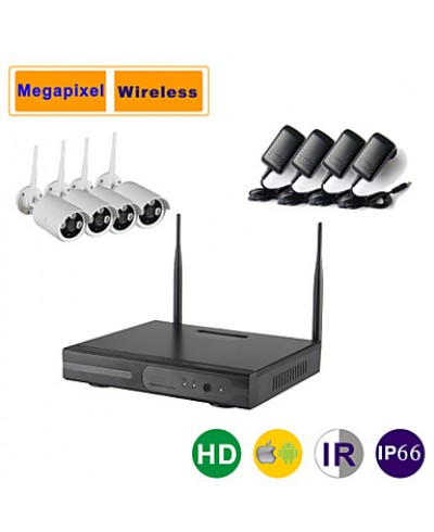4ch Megapixel Wireless IP Camera Kit 1080P/960P/720P  