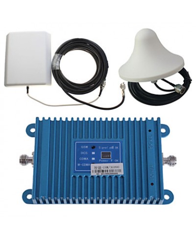 Intelligence Dual Band GSM/3G 900/2100MHz Mobile Phone Signal Booster Amplifier + Outdoor Panel Antenna Kit