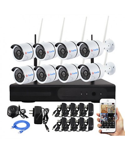 8CH Plug and Play Wireless NVR Kit P2P 720P HD Outdoor/Indoor IR Night Vision Security IP Camera WIFI CCTV System  