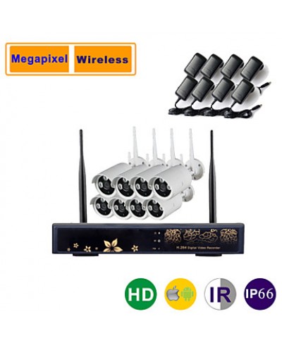 8CH 960P/720P Megapixel Wireless IP HD Camera NVR Kit  